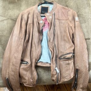 Tan Leather coat size Medium